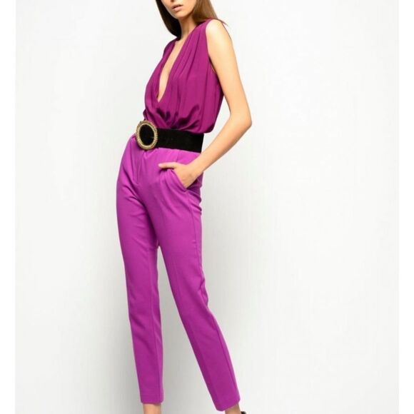 Pinko viscose bodysuit purple blouse , size 2 - Picture 4 of 14